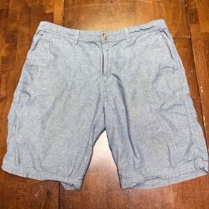 14th & Union Chambray Shorts Mens 38 Blue Cotton Casual Flat Front UN334777MN